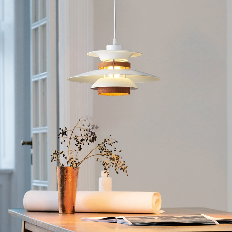 Morandi Lampada a Sospensione LED Moderna Nero/Bianco/Legno Metallo per Sala da Pranzo