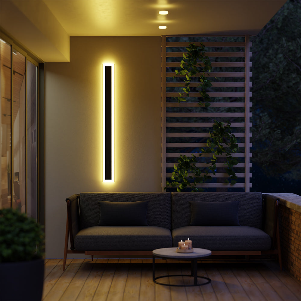 Edge LED Applique da Esterni Metallo Nero Lineare Impermeabile Corridoio/Giardino
