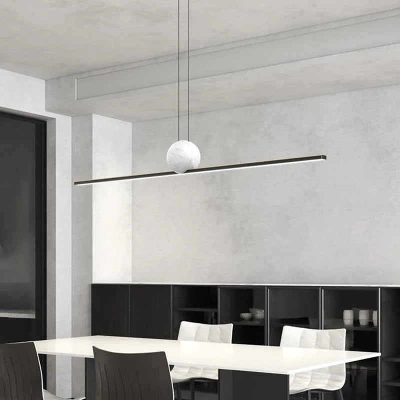 Edge Moderna LED Lampada a Sospensione Metallo/Marmo Quadrato/Rotondo Nero/Bianco