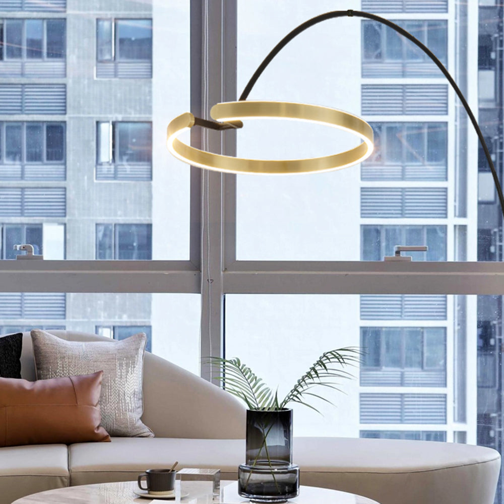 Edge Moderna Anello LED Lampada da Terra Metallo Silicone Oro/Nero