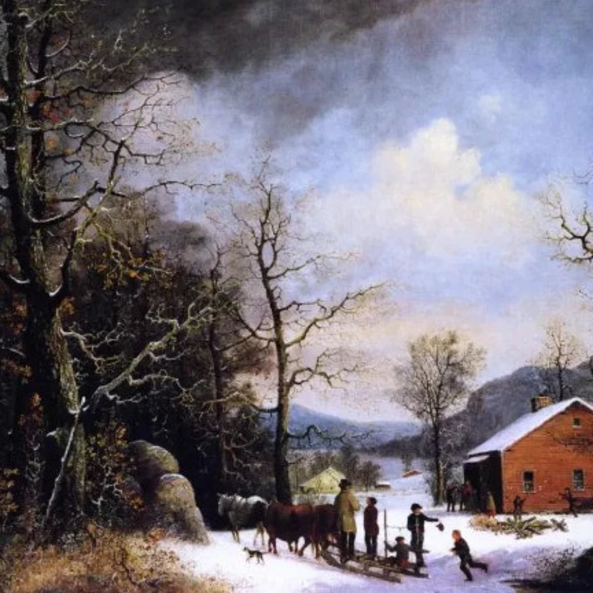 Winter Scene - Stampe d'Arte Vintage per Decorare il Soggiorno in Stile Invernale