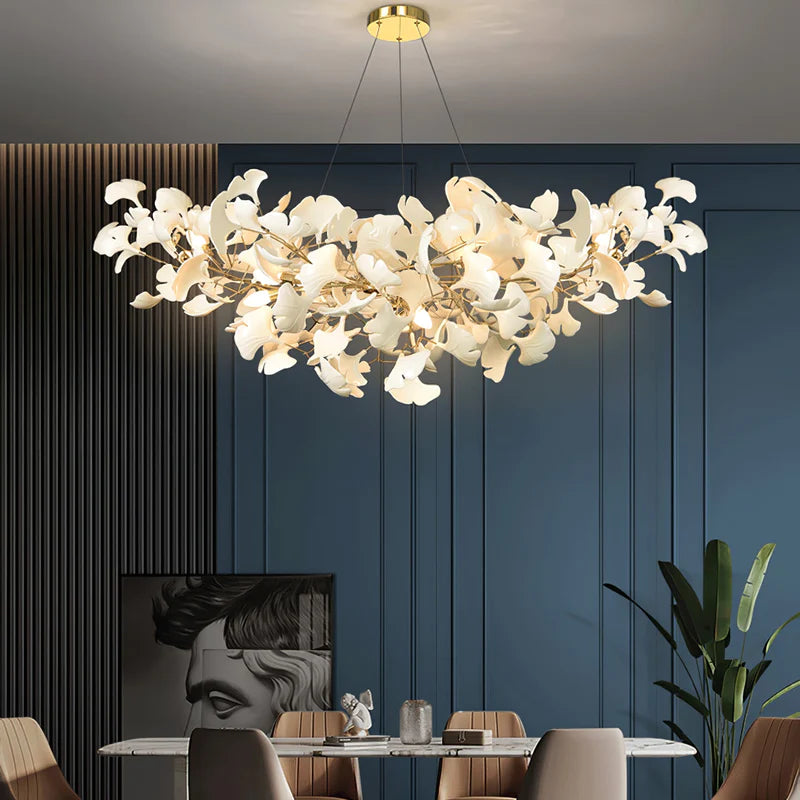 Olivia Design Bellissimo LED Lampade a Sospensione Ginkgo Biloba Oro Metallo Ceramico