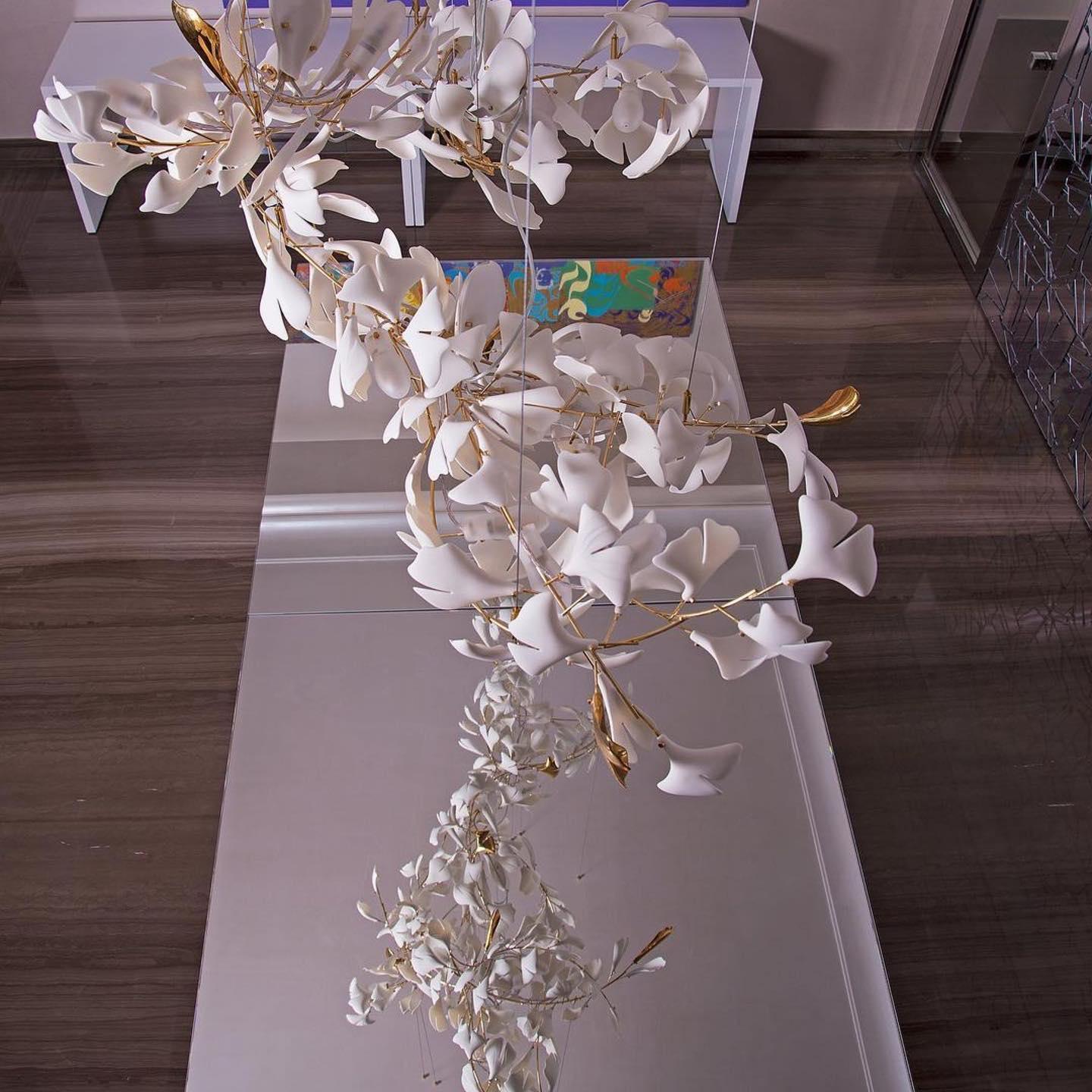 Olivia Design Bellissimo LED Lampade a Sospensione Irregolare Ginkgo Biloba Metallo Ceramico Soggiorno