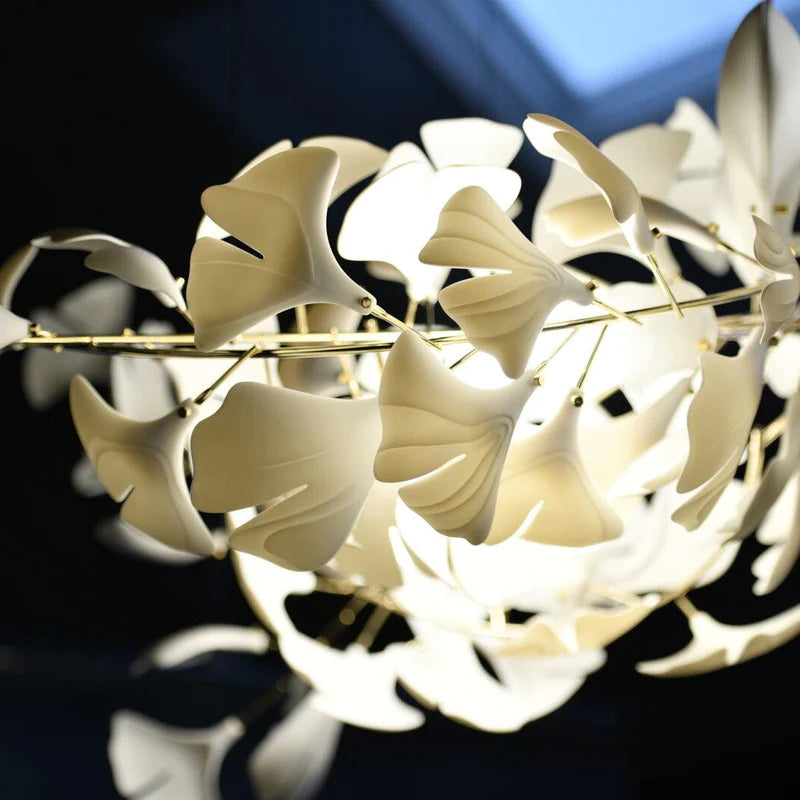 Olivia Design Bellissimo LED Lampade a Sospensione Ginkgo Biloba Oro Metallo Ceramico