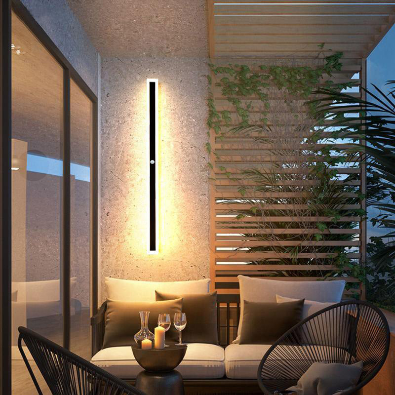 Edge LED Applique da Esterni Metallo Nero Lineare Impermeabile Corridoio/Giardino