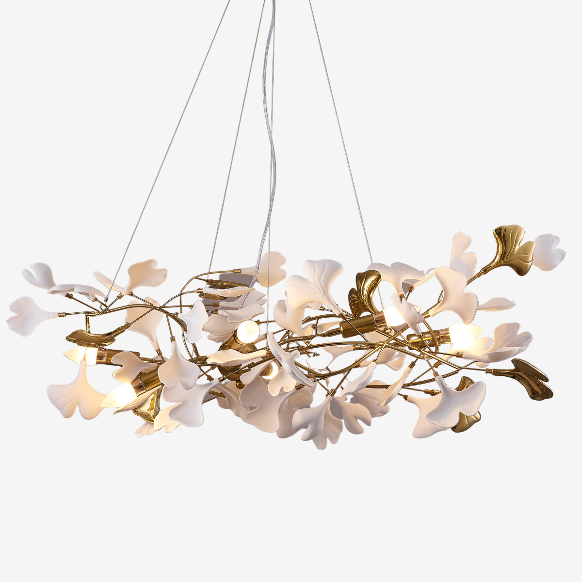 Olivia Lampada a Sospensione Ceramica Grande Foyer Foglia Gingko Soggiorno Lusso