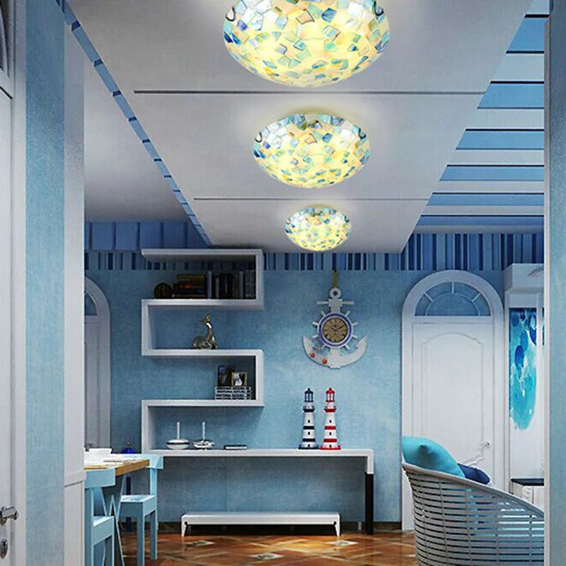 Morandi Semi-Globe Moderne LED Plafoniere Metallo/Conchiglia Bianche/Blu/Arance Soggiorno/Camera da Letto