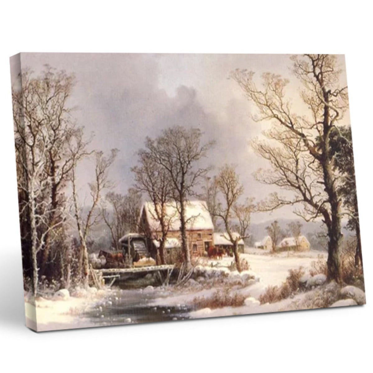 Inverno nel Paese -  Il Vecchio Mulino del Grano - Stampe d'Arte Vintage per Decorare il Soggiorno