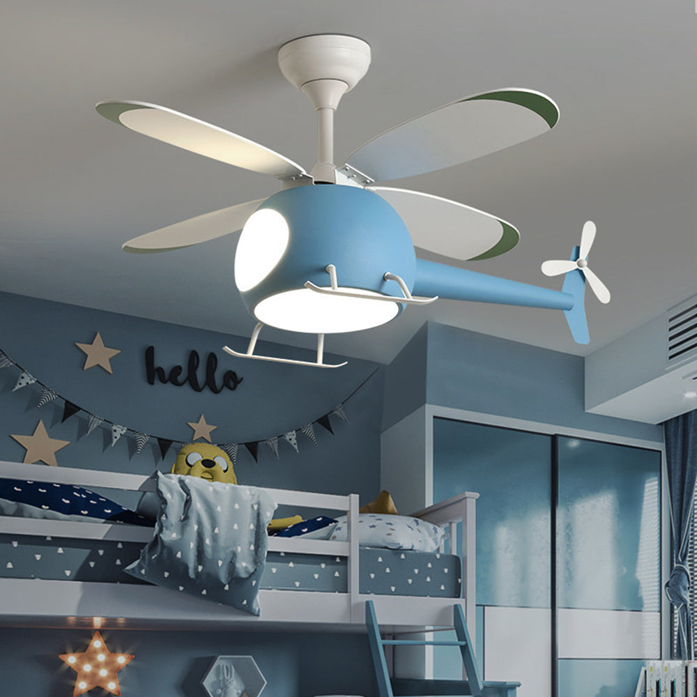 Minori Ventilatori da Soffitto DC LED Blu Elicottero,Camera da Letto