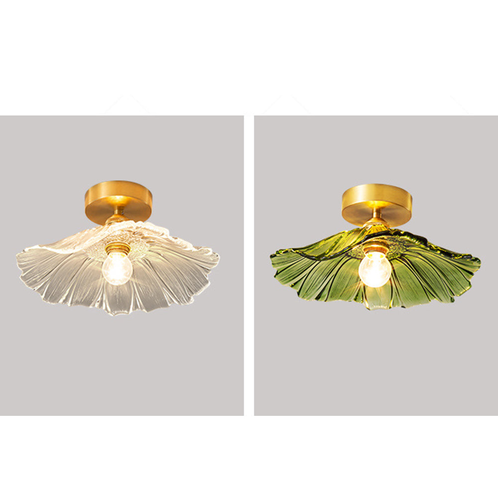 Carins Design Art Deco Floreale Bellissimo LED Plafoniera Vetro Chiaro/Verde Soggiorno/Camera da Letto