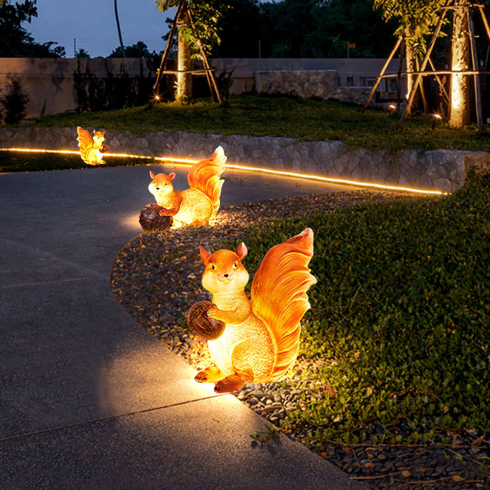 Fateh Resina Marrone Scoiattolo Solare Lampade da Esterno Giardino