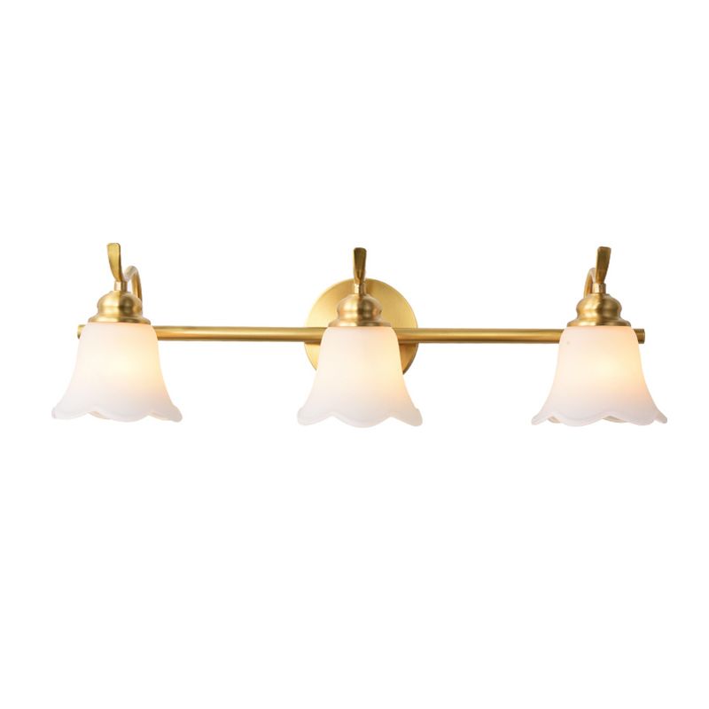 Félicie Design LED Fiore Elegante Applique Metallo Oro Specchio Bagno