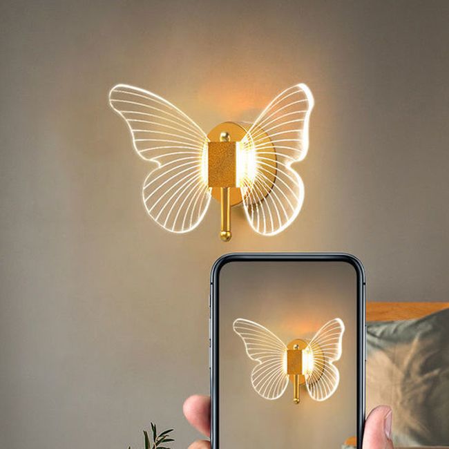 Kady Design LED Farfalla Oro Applique Soggiorno/Camera da Letto/Bagno