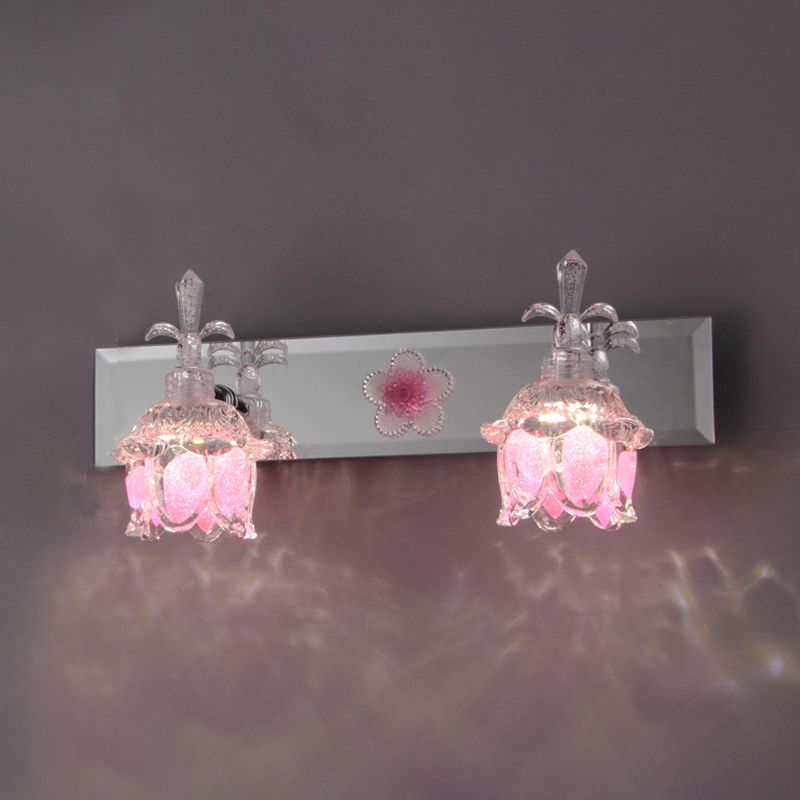 Félicie Design LED Applique Specchio Bellissimo Fiore Vanità Rosa Metallo/Vetro Bagno