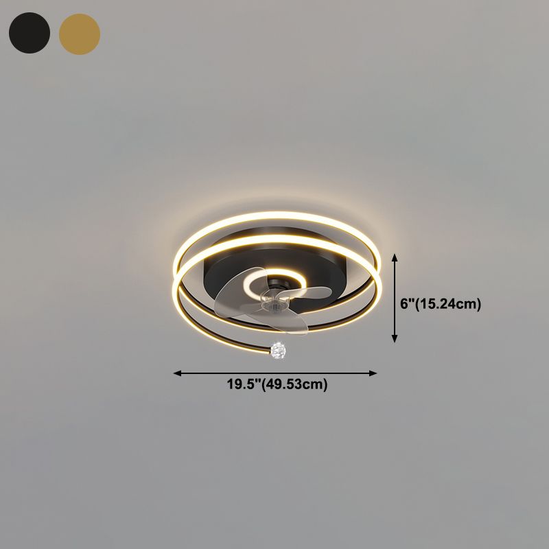 Quinn Moderni Design LED Ventilatore a Soffitto Metallo Acrilico Nero/Oro Soggiorno/Camera da Letto