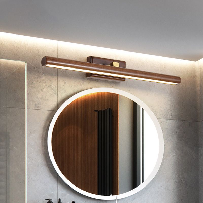 Ozawa Moderni LED Legno Girevole Specchio Bagno Marrone Lungo