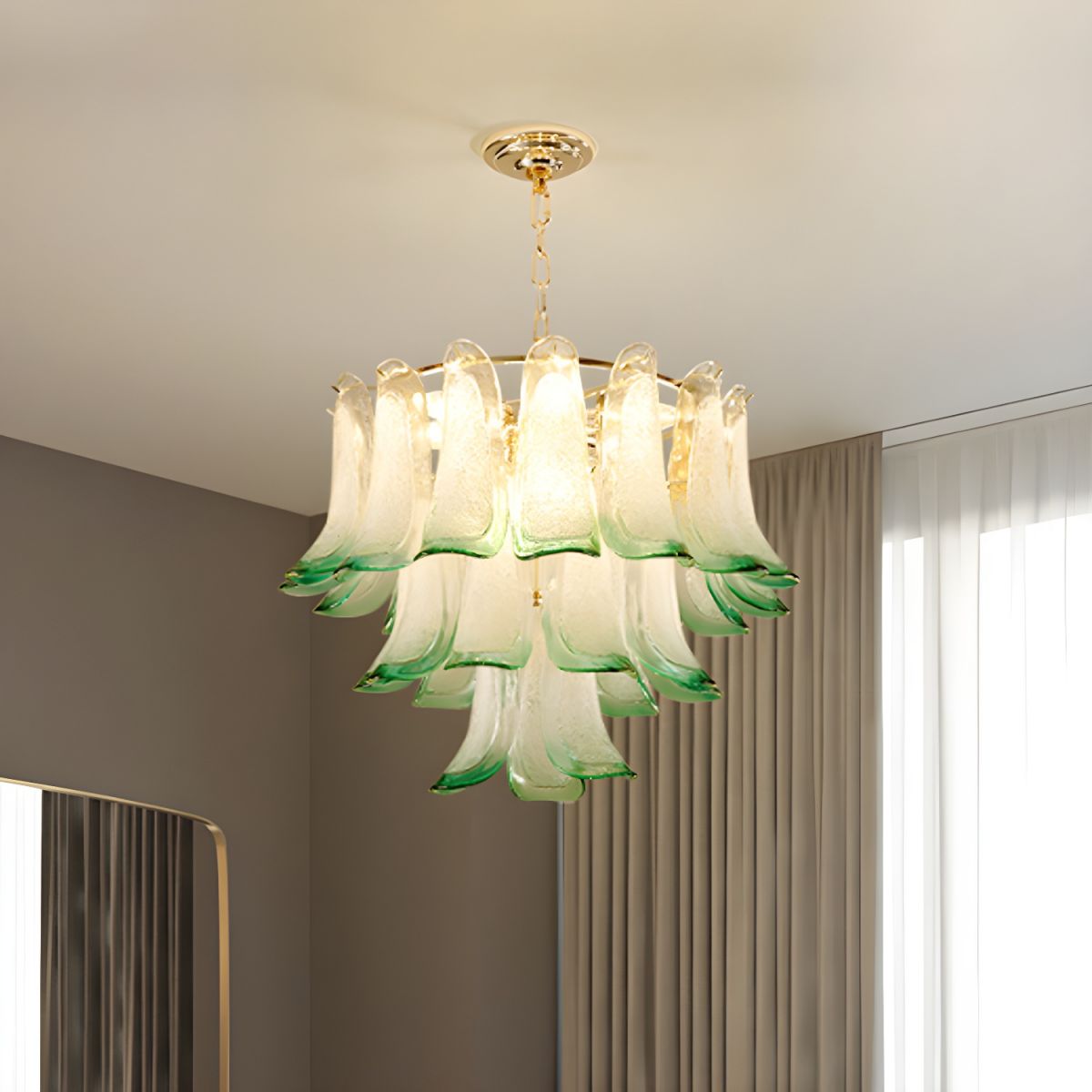 Marilyn Vetro Satinato Verde 3 Livelli Moderni Lampadari LED