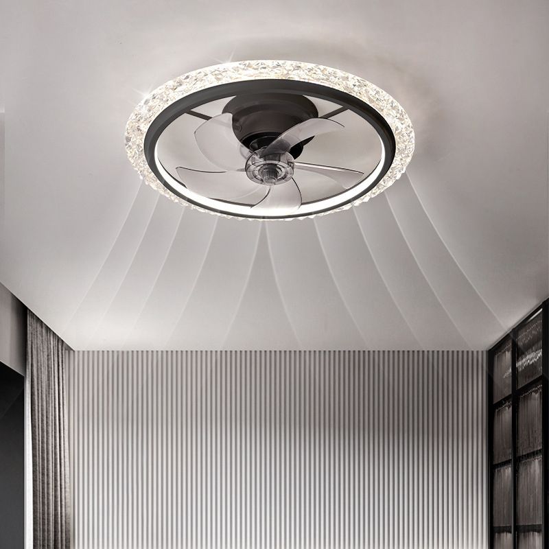 Kirsten Moderni LED Ventilatore a Soffitto Rotondo Metallo Acrilico Nero/Bianco Soggiorno/Camera da Letto
