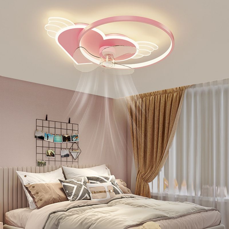 Minori Decorativo LED Bellissimo Rosa Ventilatore a Soffitto Metallo Acrilico Soggiorno/Camera da Letto