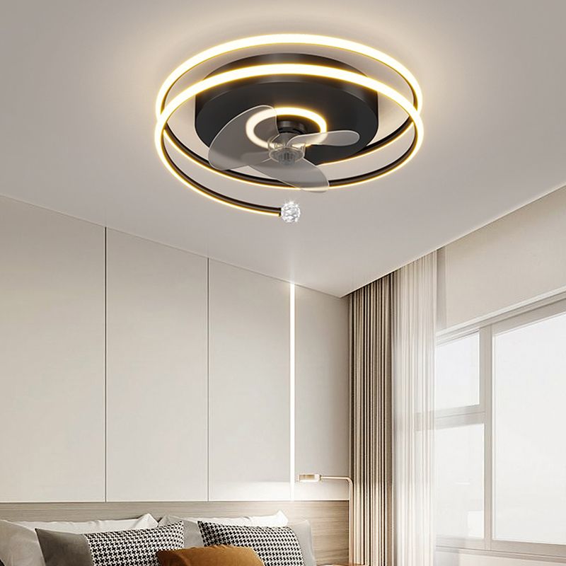 Quinn Moderni Design LED Ventilatore a Soffitto Metallo Acrilico Nero/Oro Soggiorno/Camera da Letto