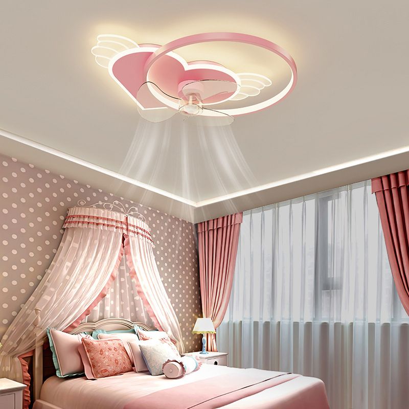 Minori Decorativo LED Bellissimo Rosa Ventilatore a Soffitto Metallo Acrilico Soggiorno/Camera da Letto
