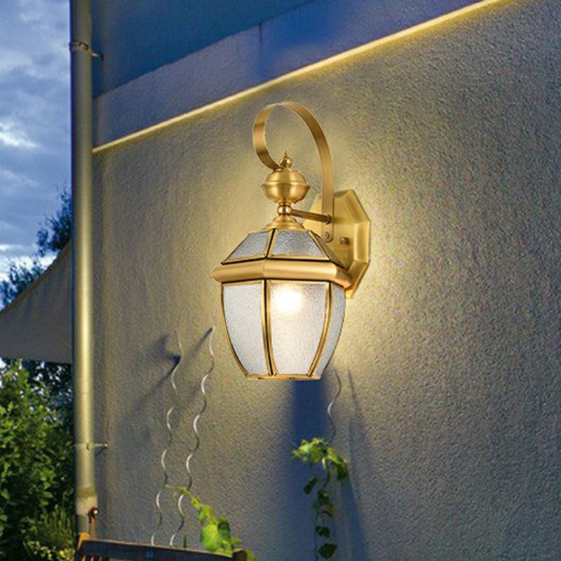 Alessio Metallo LED Applique da Esterno Lanterna Oro Vintage Metallo Vetro Soggiorno/Camera da Letto