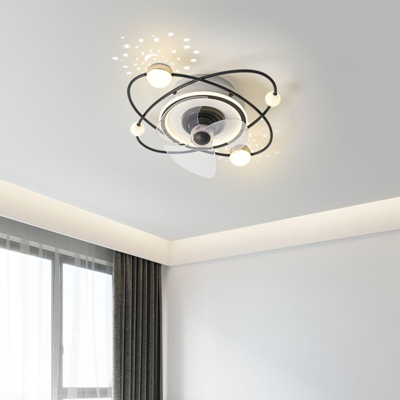 Madina Design LED Ventilatore a Soffitto Metallo Acrilico Nero/Oro Soggiorno/Camera da Letto