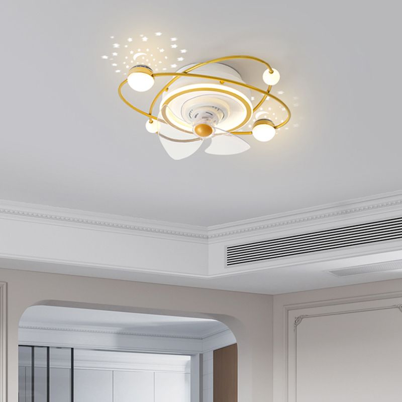 Madina Design LED Ventilatore a Soffitto Metallo Acrilico Nero/Oro Soggiorno/Camera da Letto