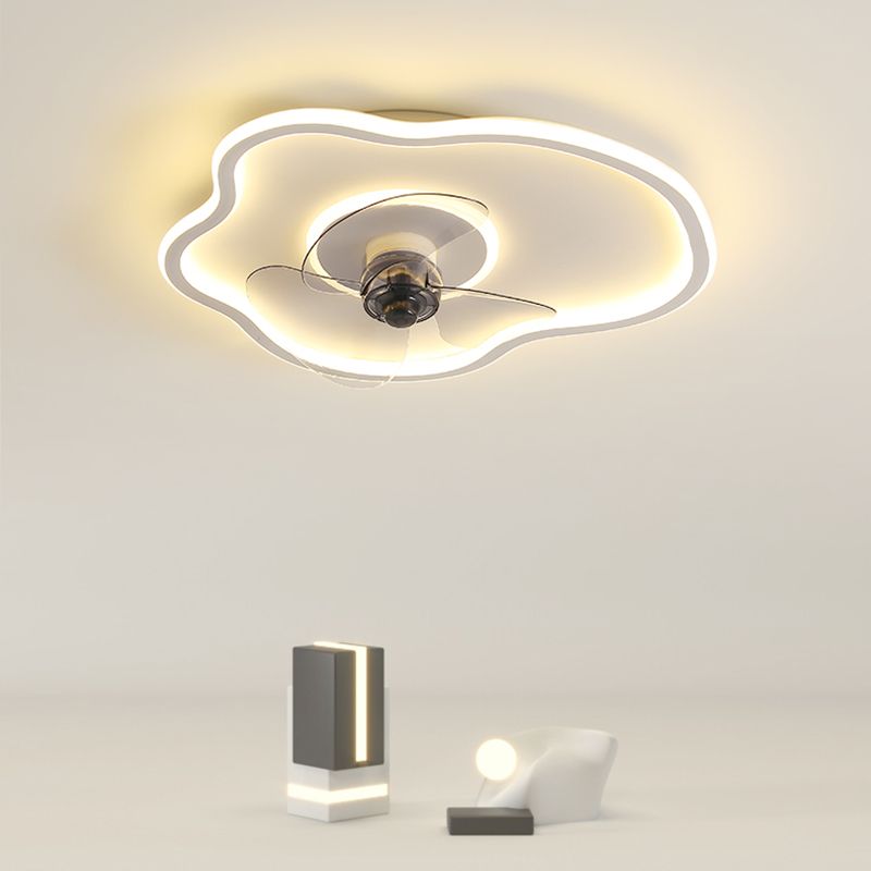 Edge Design LED Speciale Ventilatore a Soffitto Irregolare Metallo Acrilico Bianco Soggiorno/Camera da Letto