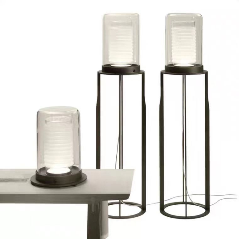Eryn Design LED Nero Cilindrico Lampade da Terra Metallo Vetro Soggiorno/Camera da Letto