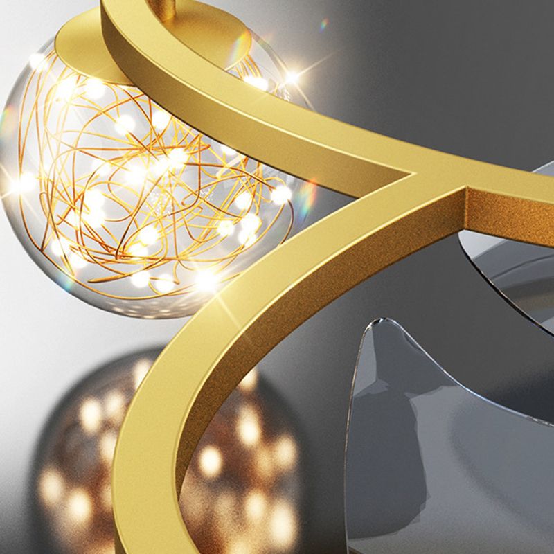 Madina Design Lusso LED Rotondo Ventilatore a Soffitto Metallo Acrilico Oro Soggiorno/Camera da Letto