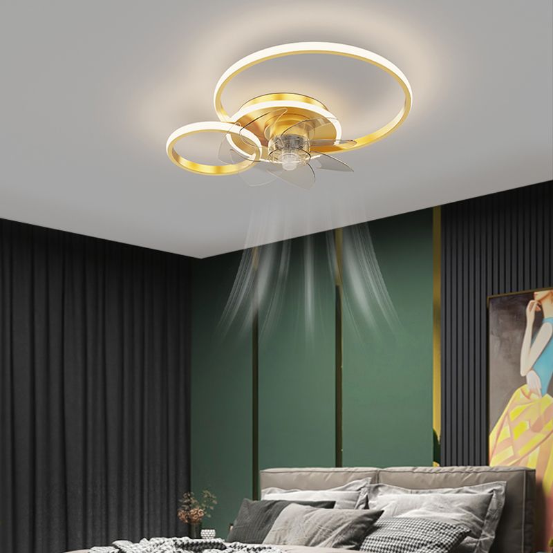 Arisha Moderni LED Ventilatore a Soffitto Metallo Acrilico Nero/Oro Soggiorno/Camera da Letto
