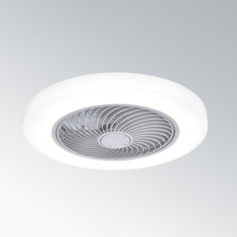 Quinn Design LED Ventilatore a Soffitto Rotondo Metallo Acrilico Bianco Soggiorno/Camera da Letto