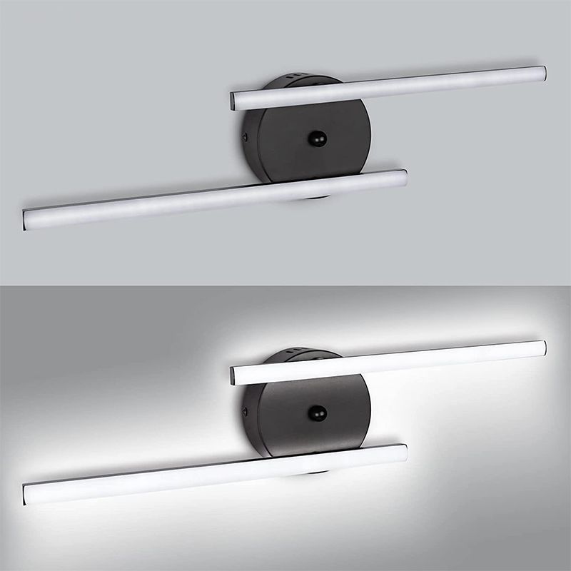 Alana Moderno Minimalismo LED Applique Lineare Metallo Nero/Argento Specchio Bagno