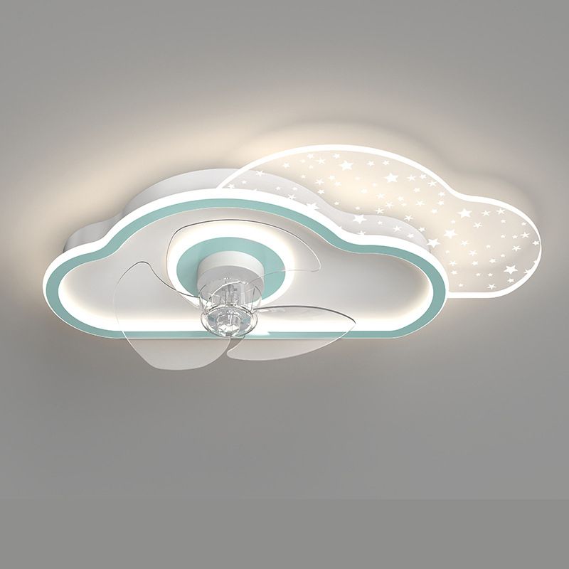 Minori Design Decorativo LED Bellissimo Ventilatore a Soffitto Metallo Acqua/Rosa Soggiorno/Camera da Letto