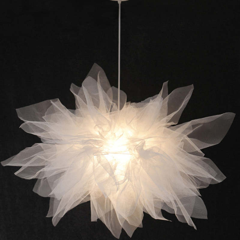 Bella Moderna LED Lampada a Sospensione Tessuto Bianco Fiore Camera da Letto