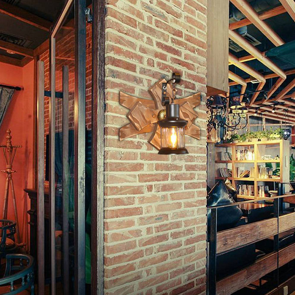 Austin Vintage Candela Industriale LED Applique Legno Metallo Soggiorno/Camera da Letto/Sala Studio