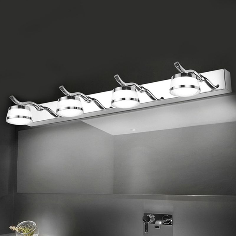 Leigh Moderno LED Applique Rotondo Metallo Bianco Specchio Bagno