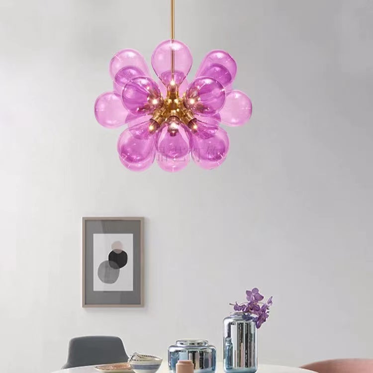 Valentina Design LED Lampade a Sospensione Bolla Vetro Blu/Bianco/Viola Soggiorno/Camera da Letto/Cucina