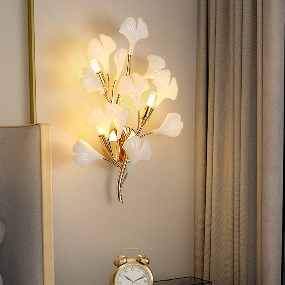 Olivia Design LED Bellissimo Ginkgo Biloba Applique Ceramica Metallo Bianco/Oro Soggiorno/Camera da Letto