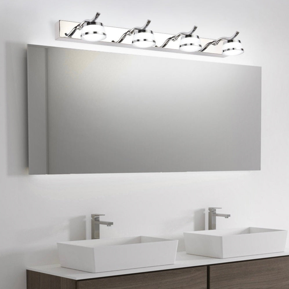 Leigh Moderno LED Applique Rotondo Metallo Bianco Specchio Bagno