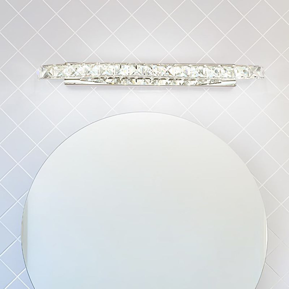 Kristy Bellissimo LED Applique Diamante Decorativa Lusso Cristallo Metallo Argento Bagno