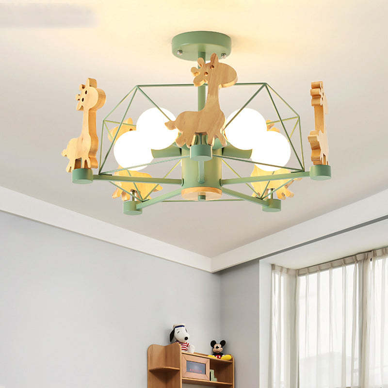 Minori Moderno LED Design Creativo Giraffe Plafoniera Legno Metallo Camera da Bambini/Camera da Letto