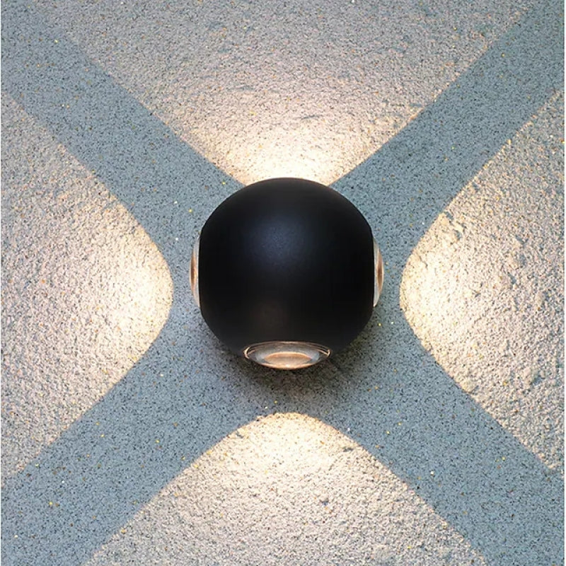 Orr Moderne LED Lampada da Esterno Globe/Cruciform Ray Alluminio Nero Giardino