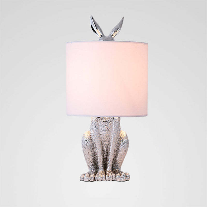 Alice Design LED Lampada da Tavolo Cilindro Coniglio Resina Nero/Bianco/Oro Camera da Letto/Soggiorno/Studio