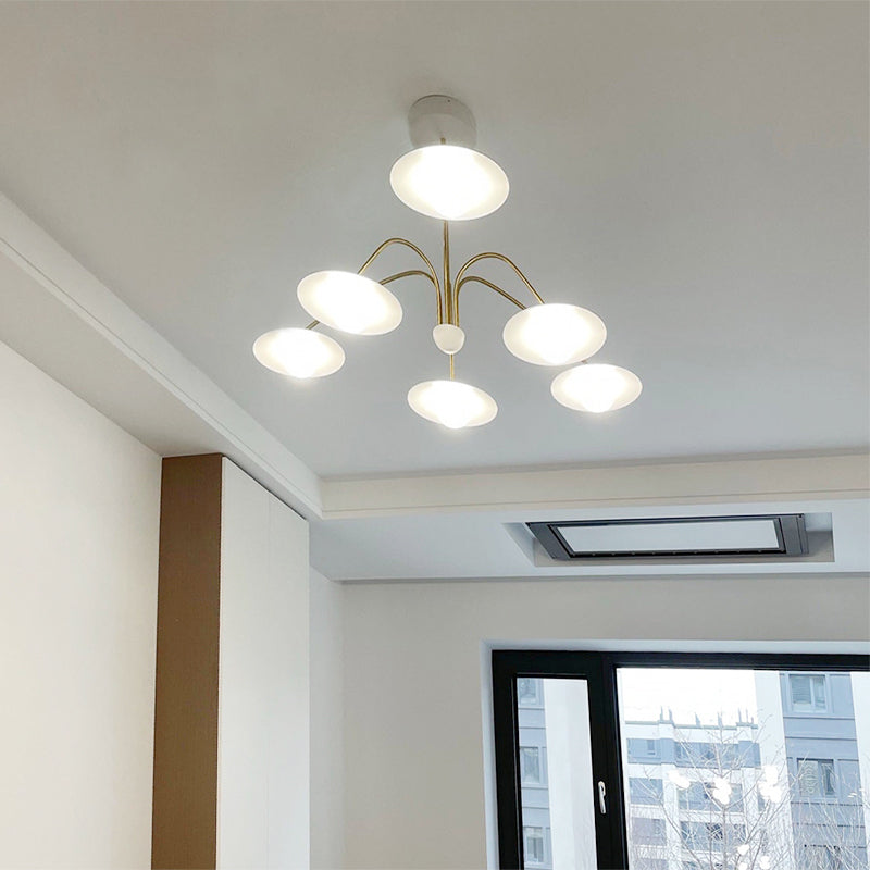 Cairns Design Mughetto LED Lampada a Sospensione Metallo Bianco/Oro Soggiorno/Camera da Letto