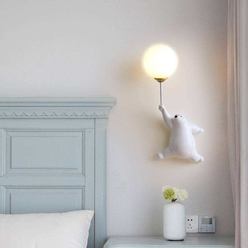 Fateh Design LED Applique da Parete Lettura Pallone d'Orso Bianco/Blu Camera da letto/Studio/Soggiorno