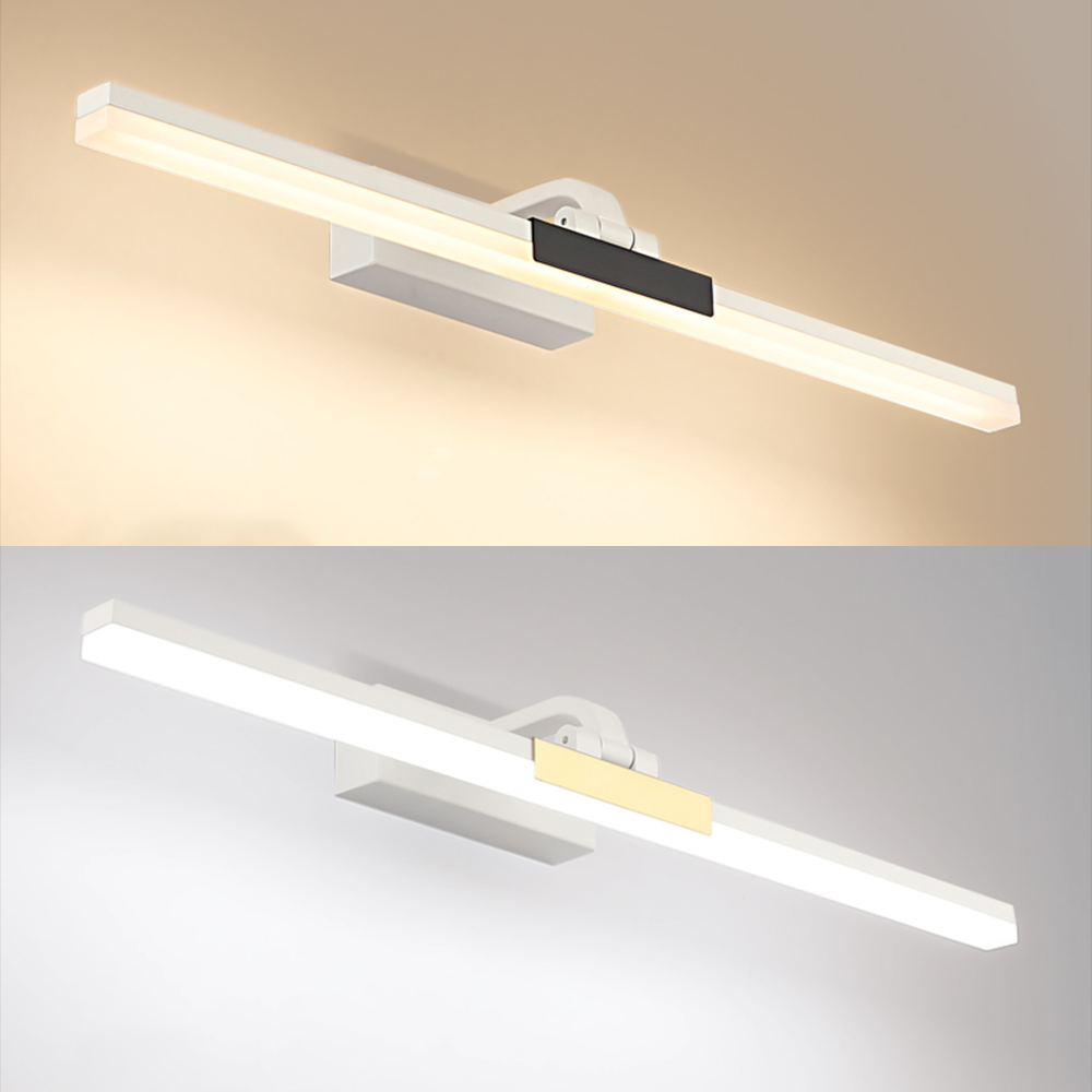 Edge Moderna LED Applique Metallo Frontale Specchio Lineare Nera/Bianca Bagno