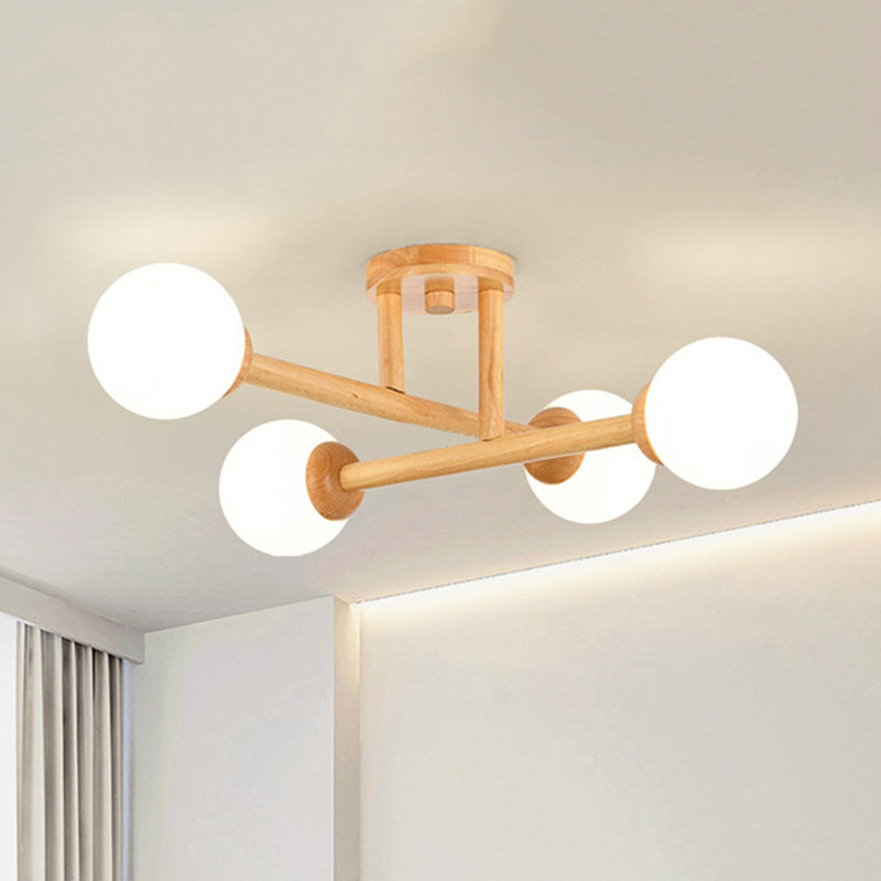 Ozawa Moderne LED Plafoniere Legno/Vetro Bianca Soggiorno/Camera da Letto