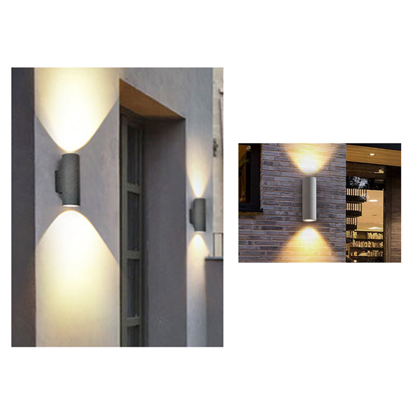 Orr Moderne LED Lampade da Esterno Cilindro Doppio Testa Cemento Nero/Bianco